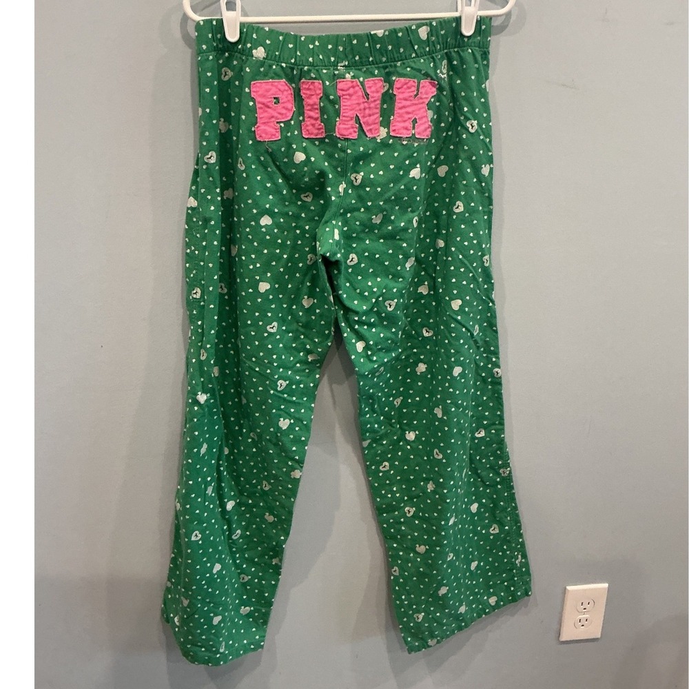 Vintage Y2K PINK Victorias Secret Womens Flannel PJ Pants M Spellout Logo Dorm